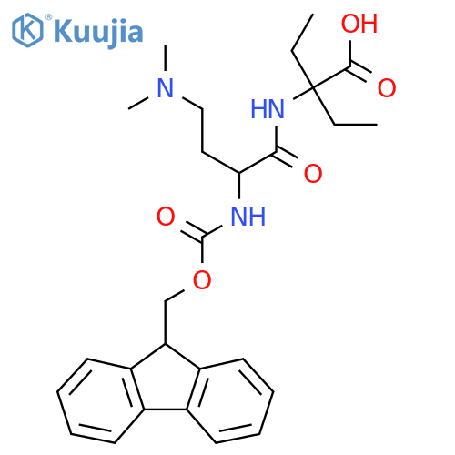 2-4-(dimethylamino)-2-({(9H-fluoren-9-yl)methoxycarbonyl}amino)butanamido-2-ethylbutanoic acid structure