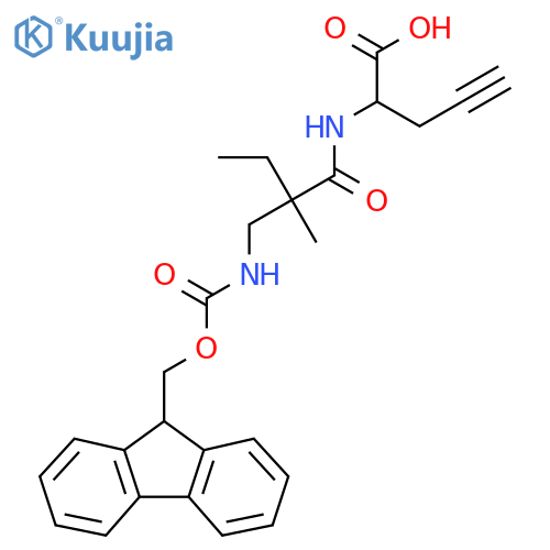 2-{2-({(9H-fluoren-9-yl)methoxycarbonyl}amino)methyl-2-methylbutanamido}pent-4-ynoic acid structure