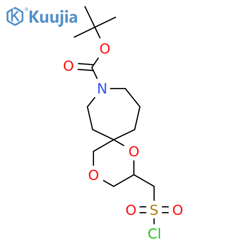 tert-butyl 2-(chlorosulfonyl)methyl-1,4-dioxa-9-azaspiro5.6dodecane-9-carboxylate structure