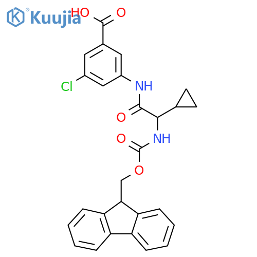 3-chloro-5-2-cyclopropyl-2-({(9H-fluoren-9-yl)methoxycarbonyl}amino)acetamidobenzoic acid structure