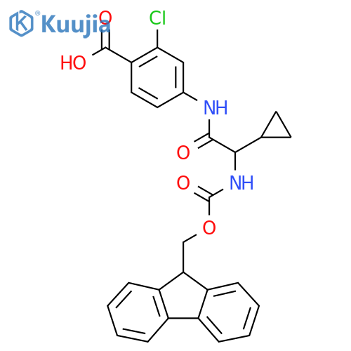 2-chloro-4-2-cyclopropyl-2-({(9H-fluoren-9-yl)methoxycarbonyl}amino)acetamidobenzoic acid structure