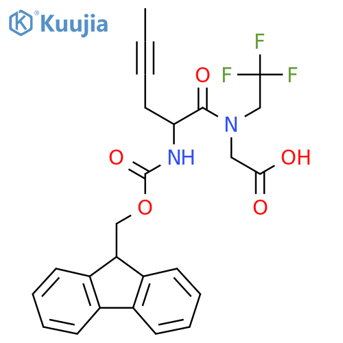 2-2-({(9H-fluoren-9-yl)methoxycarbonyl}amino)-N-(2,2,2-trifluoroethyl)hex-4-ynamidoacetic acid structure