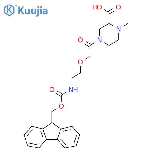 4-{2-2-({(9H-fluoren-9-yl)methoxycarbonyl}amino)ethoxyacetyl}-1-methylpiperazine-2-carboxylic acid structure
