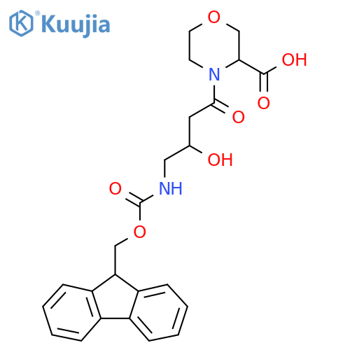 4-4-({(9H-fluoren-9-yl)methoxycarbonyl}amino)-3-hydroxybutanoylmorpholine-3-carboxylic acid structure