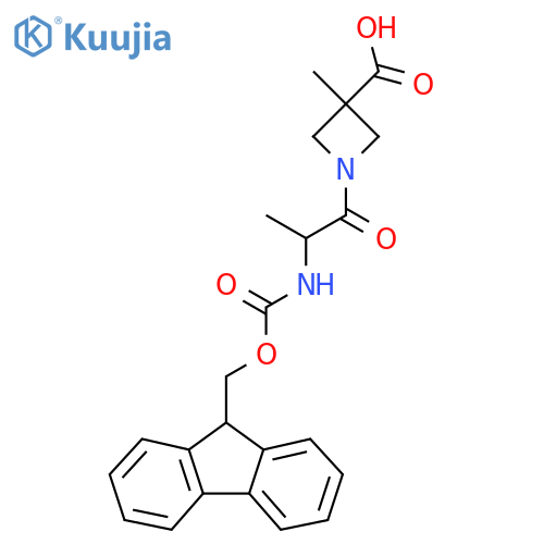 1-2-({(9H-fluoren-9-yl)methoxycarbonyl}amino)propanoyl-3-methylazetidine-3-carboxylic acid structure