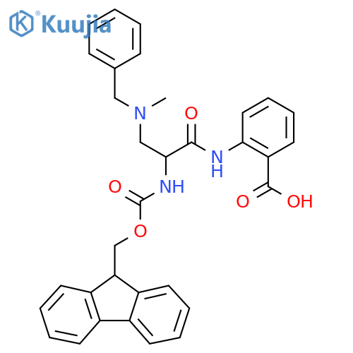 2-{3-[benzyl(methyl)amino]-2-({[(9H-fluoren-9-yl)methoxy]carbonyl}amino)propanamido}benzoic acid structure