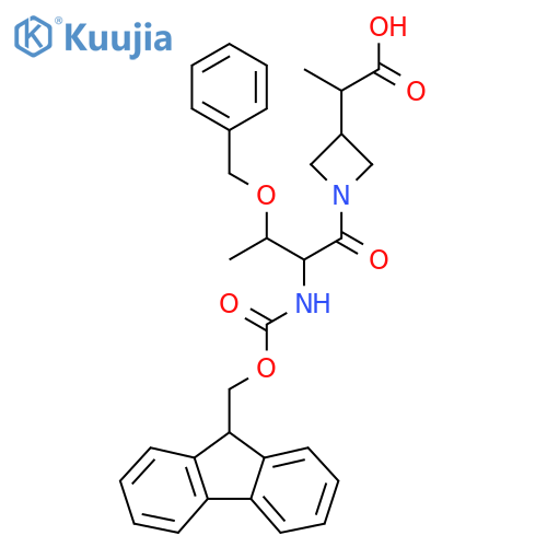 2-{1-3-(benzyloxy)-2-({(9H-fluoren-9-yl)methoxycarbonyl}amino)butanoylazetidin-3-yl}propanoic acid structure