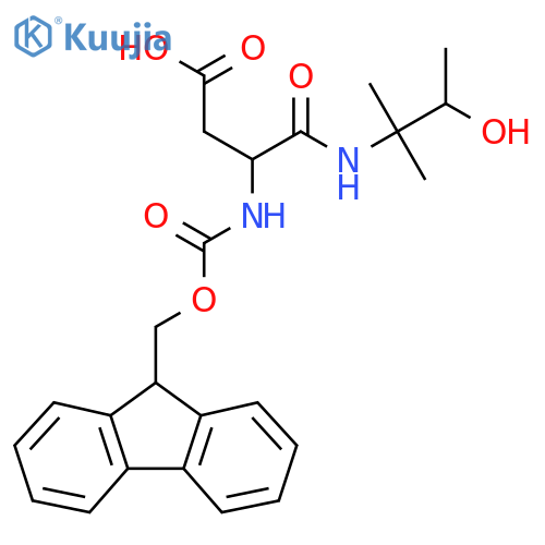 3-({(9H-fluoren-9-yl)methoxycarbonyl}amino)-3-(3-hydroxy-2-methylbutan-2-yl)carbamoylpropanoic acid structure