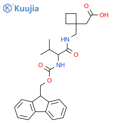 2-(1-{2-({(9H-fluoren-9-yl)methoxycarbonyl}amino)-3-methylbutanamidomethyl}cyclobutyl)acetic acid structure