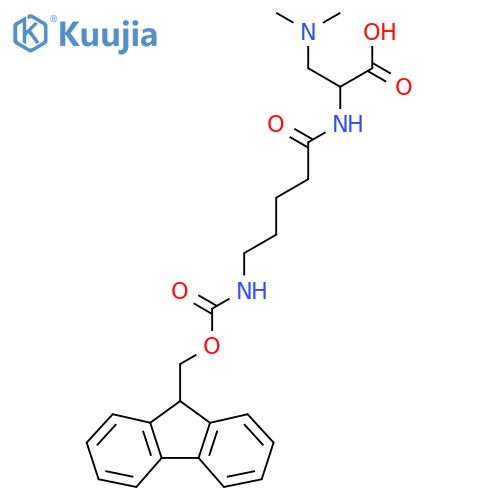3-(dimethylamino)-2-5-({(9H-fluoren-9-yl)methoxycarbonyl}amino)pentanamidopropanoic acid structure