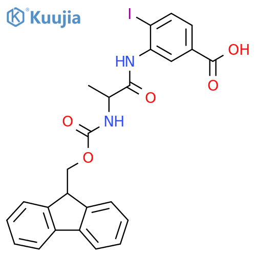 3-2-({(9H-fluoren-9-yl)methoxycarbonyl}amino)propanamido-4-iodobenzoic acid structure