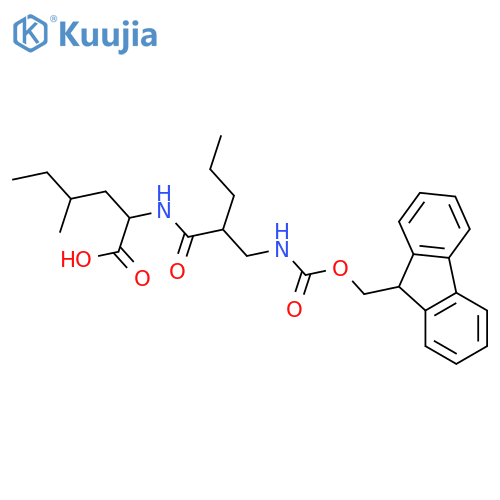 2-{2-[({[(9H-fluoren-9-yl)methoxy]carbonyl}amino)methyl]pentanamido}-4-methylhexanoic acid structure