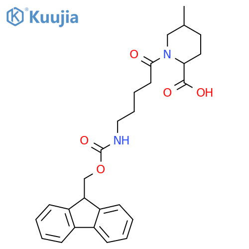 1-5-({(9H-fluoren-9-yl)methoxycarbonyl}amino)pentanoyl-5-methylpiperidine-2-carboxylic acid structure