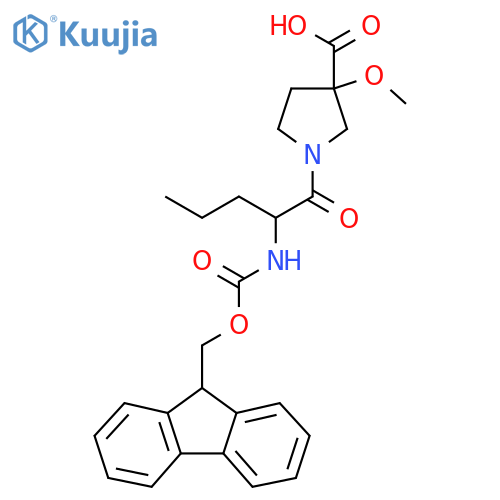 1-2-({(9H-fluoren-9-yl)methoxycarbonyl}amino)pentanoyl-3-methoxypyrrolidine-3-carboxylic acid structure