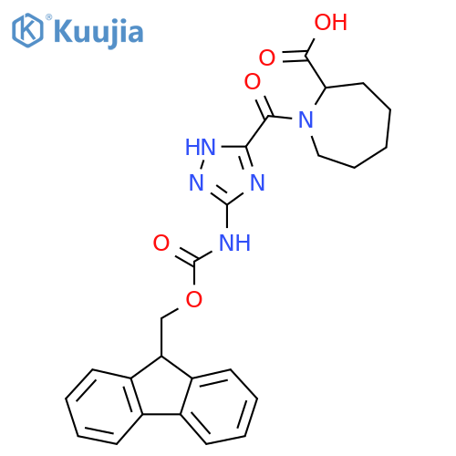 1-5-({(9H-fluoren-9-yl)methoxycarbonyl}amino)-1H-1,2,4-triazole-3-carbonylazepane-2-carboxylic acid structure