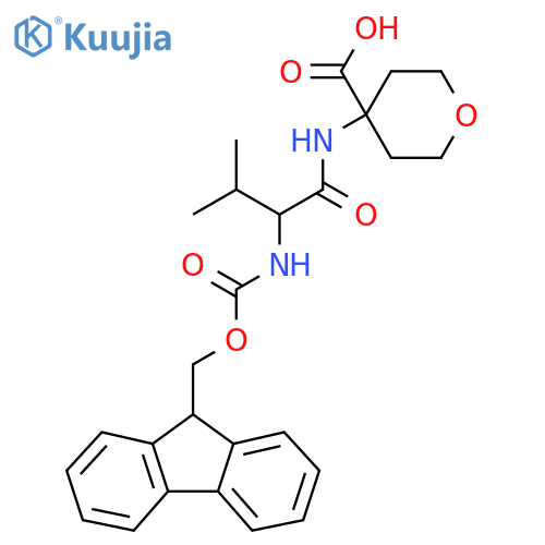 4-2-({(9H-fluoren-9-yl)methoxycarbonyl}amino)-3-methylbutanamidooxane-4-carboxylic acid structure