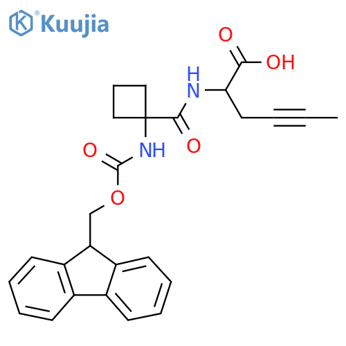 2-{1-({(9H-fluoren-9-yl)methoxycarbonyl}amino)cyclobutylformamido}hex-4-ynoic acid structure