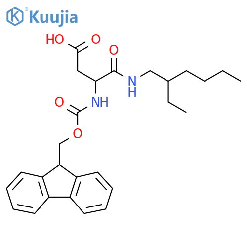 3-(2-ethylhexyl)carbamoyl-3-({(9H-fluoren-9-yl)methoxycarbonyl}amino)propanoic acid structure
