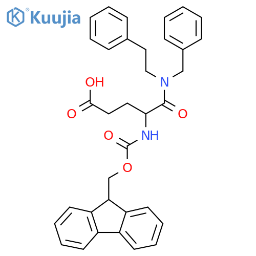 4-benzyl(2-phenylethyl)carbamoyl-4-({(9H-fluoren-9-yl)methoxycarbonyl}amino)butanoic acid structure