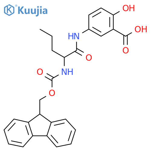 5-2-({(9H-fluoren-9-yl)methoxycarbonyl}amino)pentanamido-2-hydroxybenzoic acid structure