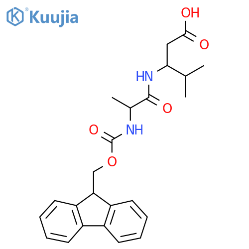 3-2-({(9H-fluoren-9-yl)methoxycarbonyl}amino)propanamido-4-methylpentanoic acid structure