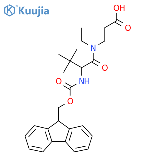 3-N-ethyl-2-({(9H-fluoren-9-yl)methoxycarbonyl}amino)-3,3-dimethylbutanamidopropanoic acid structure