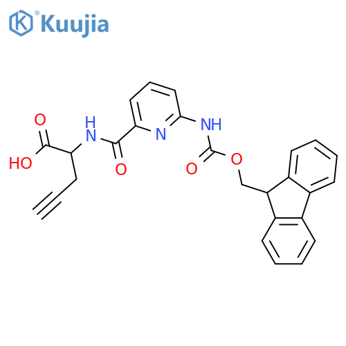 2-{6-({(9H-fluoren-9-yl)methoxycarbonyl}amino)pyridin-2-ylformamido}pent-4-ynoic acid structure