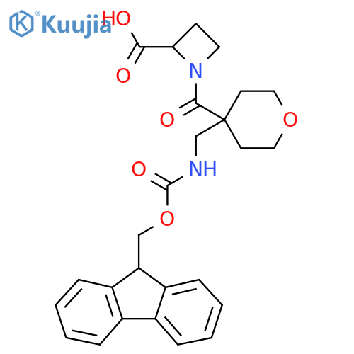 1-{4-({(9H-fluoren-9-yl)methoxycarbonyl}amino)methyloxane-4-carbonyl}azetidine-2-carboxylic acid structure