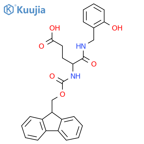 4-({(9H-fluoren-9-yl)methoxycarbonyl}amino)-4-{(2-hydroxyphenyl)methylcarbamoyl}butanoic acid structure
