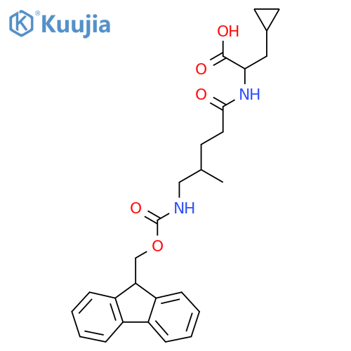 3-cyclopropyl-2-5-({(9H-fluoren-9-yl)methoxycarbonyl}amino)-4-methylpentanamidopropanoic acid structure