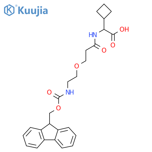 2-cyclobutyl-2-{3-2-({(9H-fluoren-9-yl)methoxycarbonyl}amino)ethoxypropanamido}acetic acid structure