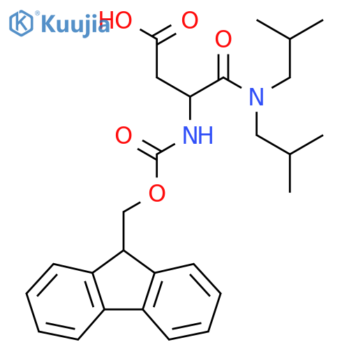 3-bis(2-methylpropyl)carbamoyl-3-({(9H-fluoren-9-yl)methoxycarbonyl}amino)propanoic acid structure
