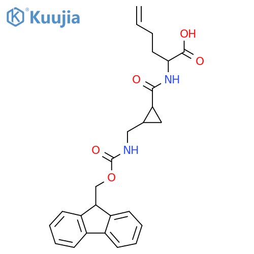 2-({2-({(9H-fluoren-9-yl)methoxycarbonyl}amino)methylcyclopropyl}formamido)hex-5-enoic acid structure