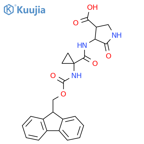 4-1-({(9H-fluoren-9-yl)methoxycarbonyl}amino)cyclopropaneamido-5-oxopyrrolidine-3-carboxylic acid structure