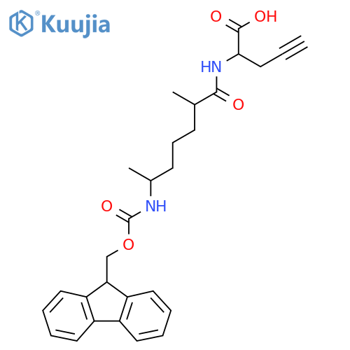 2-6-({(9H-fluoren-9-yl)methoxycarbonyl}amino)-2-methylheptanamidopent-4-ynoic acid structure