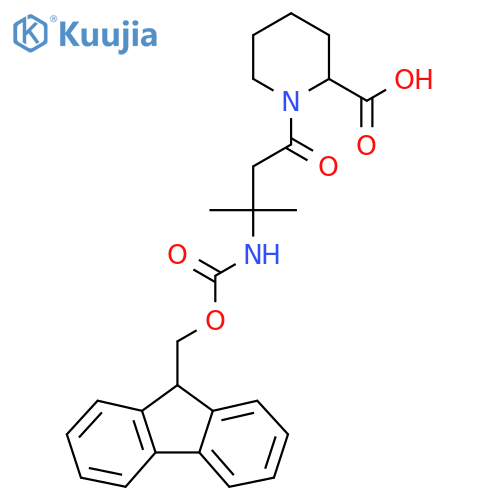 1-3-({(9H-fluoren-9-yl)methoxycarbonyl}amino)-3-methylbutanoylpiperidine-2-carboxylic acid structure