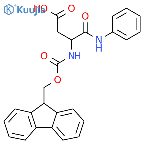 3-({(9H-fluoren-9-yl)methoxycarbonyl}amino)-3-(phenylcarbamoyl)propanoic acid structure