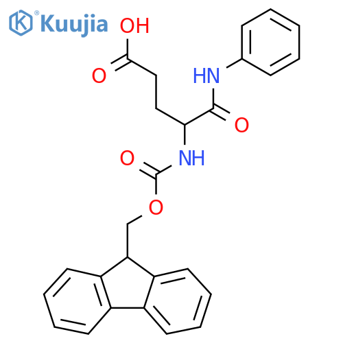 4-({(9H-fluoren-9-yl)methoxycarbonyl}amino)-4-(phenylcarbamoyl)butanoic acid structure