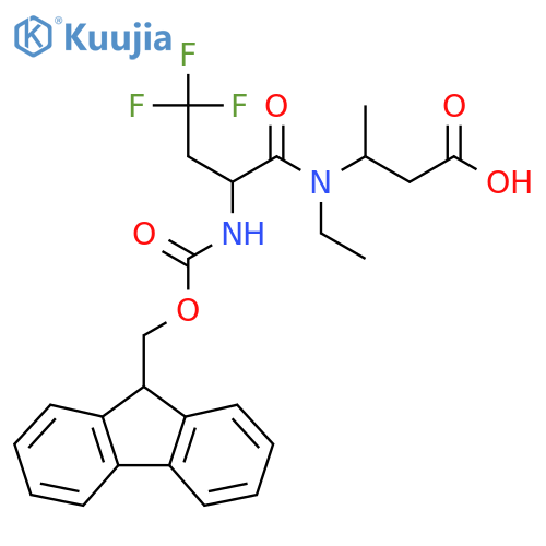 3-N-ethyl-2-({(9H-fluoren-9-yl)methoxycarbonyl}amino)-4,4,4-trifluorobutanamidobutanoic acid structure