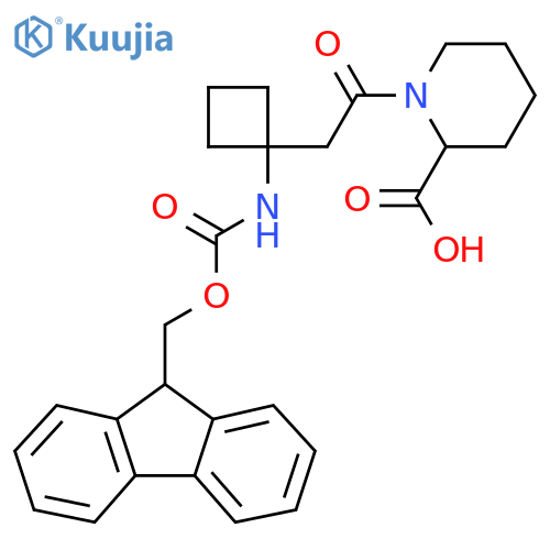 1-{2-1-({(9H-fluoren-9-yl)methoxycarbonyl}amino)cyclobutylacetyl}piperidine-2-carboxylic acid structure