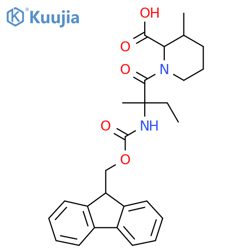 1-2-({(9H-fluoren-9-yl)methoxycarbonyl}amino)-2-methylbutanoyl-3-methylpiperidine-2-carboxylic acid structure