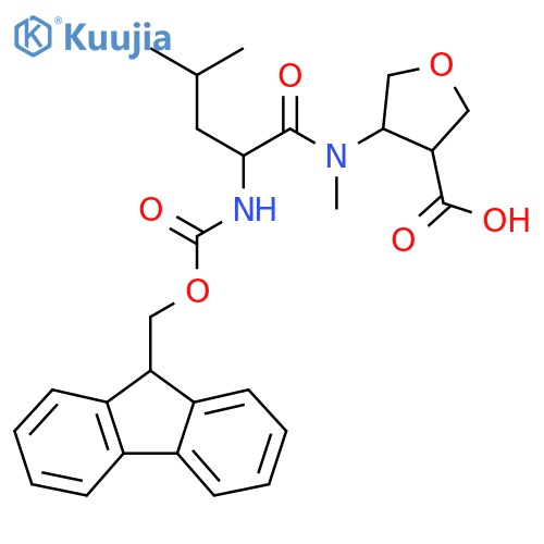 4-2-({(9H-fluoren-9-yl)methoxycarbonyl}amino)-N,4-dimethylpentanamidooxolane-3-carboxylic acid structure