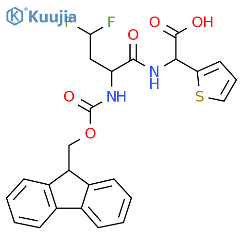 2-2-({(9H-fluoren-9-yl)methoxycarbonyl}amino)-4,4-difluorobutanamido-2-(thiophen-2-yl)acetic acid structure