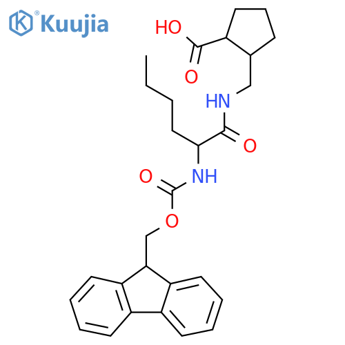 2-{2-({(9H-fluoren-9-yl)methoxycarbonyl}amino)hexanamidomethyl}cyclopentane-1-carboxylic acid structure