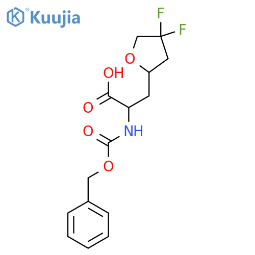 2-{(benzyloxy)carbonylamino}-3-(4,4-difluorooxolan-2-yl)propanoic acid structure