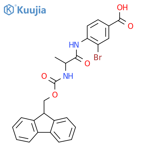 3-bromo-4-2-({(9H-fluoren-9-yl)methoxycarbonyl}amino)propanamidobenzoic acid structure