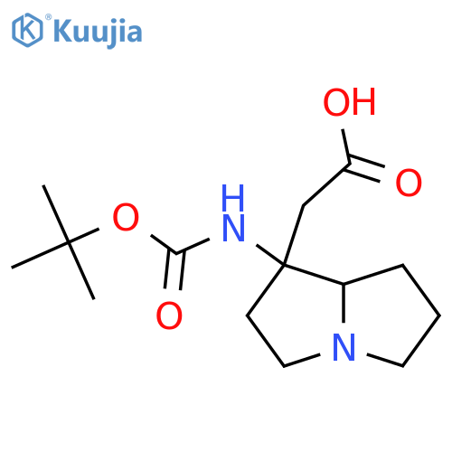 2-(1-{(tert-butoxy)carbonylamino}-hexahydro-1H-pyrrolizin-1-yl)acetic acid structure