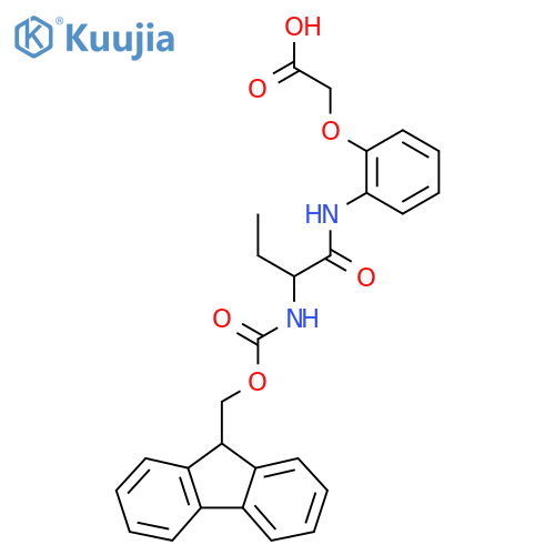 2-{2-2-({(9H-fluoren-9-yl)methoxycarbonyl}amino)butanamidophenoxy}acetic acid structure