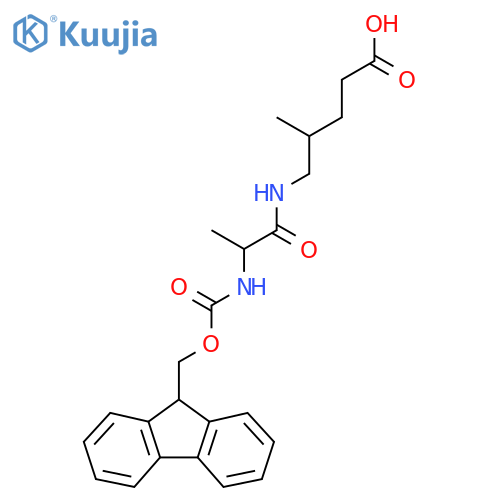 5-2-({(9H-fluoren-9-yl)methoxycarbonyl}amino)propanamido-4-methylpentanoic acid structure