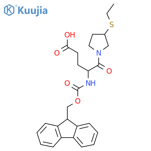 5-3-(ethylsulfanyl)pyrrolidin-1-yl-4-({(9H-fluoren-9-yl)methoxycarbonyl}amino)-5-oxopentanoic acid structure
